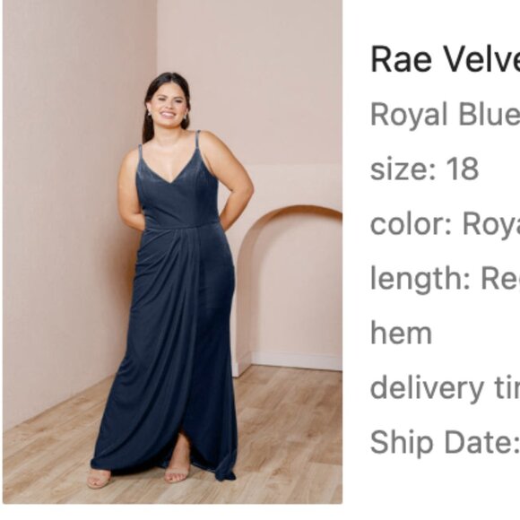 Revelry Royal Blue Velvet Rae Dress - Picture 1 of 2